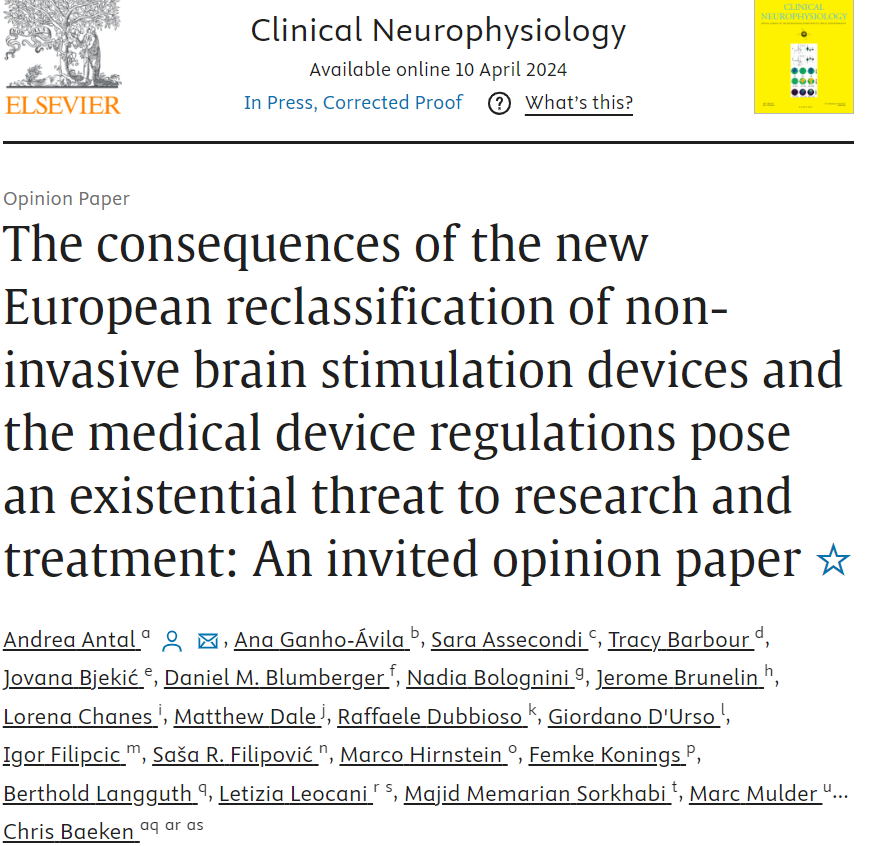 Advocacy paper on new EU reclassification of NIBS devices